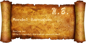 Mendel Barnabás névjegykártya